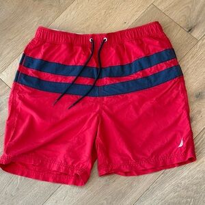 Classic Red and Blue Swim Trunks